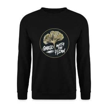 Ginkgo Biloba Leaf Saying Ginko Plant Botanical - Unisex Sweatshirt - black - Front - Alina (178cm) & Michal (187cm)