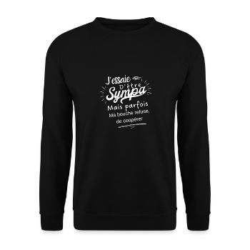 nice but my mouth refuses to cooperate - Unisex Sweatshirt - black - Front - Alina (178cm) & Michal (187cm)