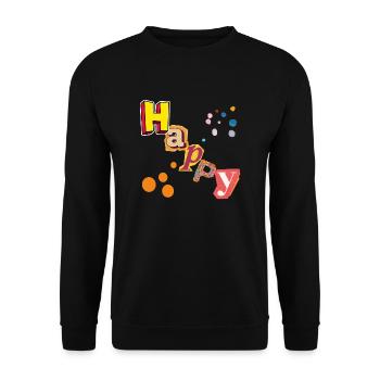 Happy Vibes - Unisex Pullover - Schwarz - Vorne - Alina (178cm) & Michal (187cm)