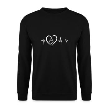 heartbeat heart and key - Unisex Sweatshirt - black - Front - Alina (178cm) & Michal (187cm)