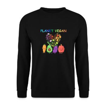 Planet Vegan -Vegetable Heart - Unisex Sweatshirt - black - Front - Alina (178cm) & Michal (187cm)