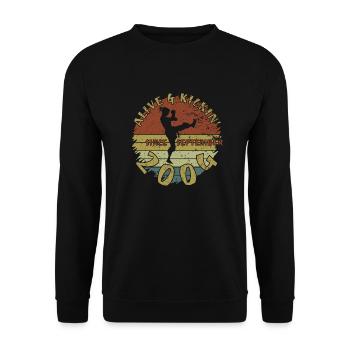 20. Geburtstag Alive and kickin since 09/2004 - Unisex Sweatshirt - black - Front - Alina (178cm) & Michal (187cm)
