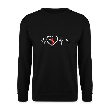 Heartbeat Karpfen Koi - Unisex Pullover - Schwarz - Vorne - Alina (178cm) & Michal (187cm)