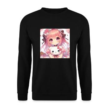Girl Japanese cartoons manga - Unisex Sweatshirt - black - Front - Alina (178cm) & Michal (187cm)