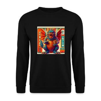 Japanese Dragon Monster - Unisex Sweatshirt - black - Front - Alina (178cm) & Michal (187cm)