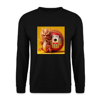 Japanese Dragon Monster - Unisex Sweatshirt - black - Front - Alina (178cm) & Michal (187cm)