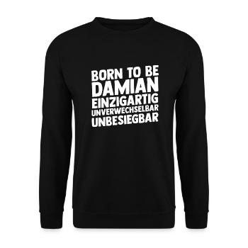 Vorname Damian - Unisex Pullover - Schwarz - Vorne - Alina (178cm) & Michal (187cm)