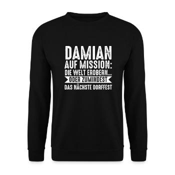 Prénom Damian - Sweat-shirt Unisexe - noir - Devant - Alina (178cm) & Michal (187cm)