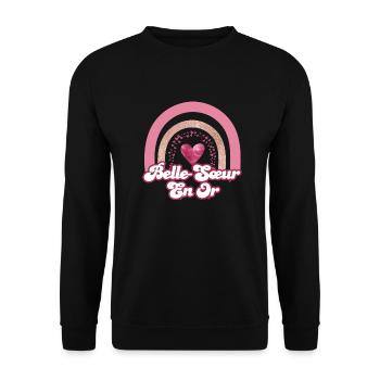 Schwägerin in Rose Rainbow Gold - Schwägerin Geschenk - Unisex Pullover - Schwarz - Vorne - Alina (178cm) & Michal (187cm)