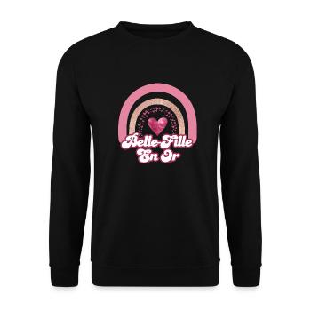 belle fille en or rainbow rose- cadeau belle fille - Sweat-shirt Unisexe - noir - Devant - Alina (178cm) & Michal (187cm)