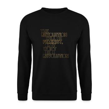 Die Revolution wird feministisch sein, oder wird sie es nicht sein - Unisex Pullover - Schwarz - Vorne - Alina (178cm) & Michal (187cm)