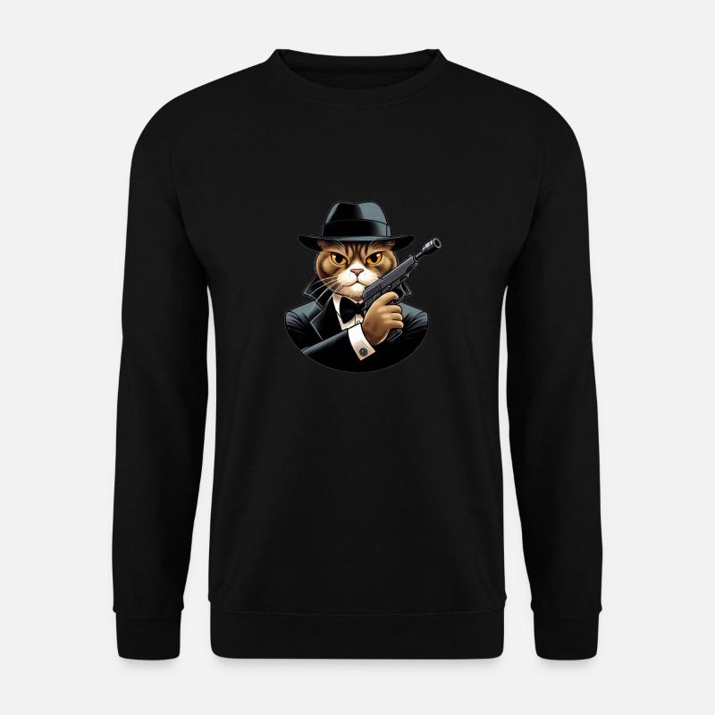 Spy Cat Fun Designer-Bekleidungssortiment - Unisex Pullover - Schwarz