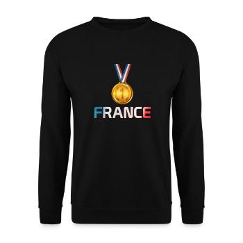 Medaille für die Helden und die Heldin in deinem Leben - Unisex Pullover - Schwarz - Vorne - Alina (178cm) & Michal (187cm)