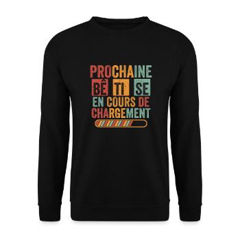 Prochaine bêtise en cours de chargement humour - Sweat-shirt Unisexe - noir - Devant - Alina (178cm) & Michal (187cm)