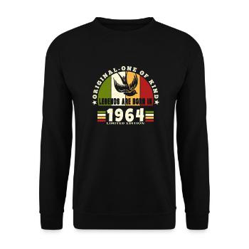 1964 Vintage Anniversaire Légende Cadeau - Sweat-shirt Unisexe - noir - Devant - Alina (178cm) & Michal (187cm)