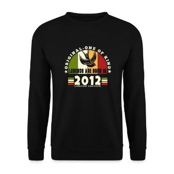 2012 Vintage Birthday Legend Gift - Unisex Sweatshirt - black - Front - Alina (178cm) & Michal (187cm)