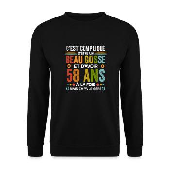 58 ans Cadeau Anniversaire 58 ans Drôle - Sweat-shirt Unisexe - noir - Devant - Alina (178cm) & Michal (187cm)