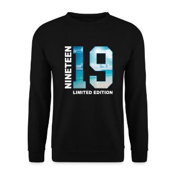 19th Birthday Gift Idea Nineteen - Unisex Sweatshirt - black - Front - Alina (178cm) & Michal (187cm)