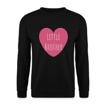 Kleiner Bruder | Rosa Herz - Unisex Pullover - Schwarz - Vorne - Alina (178cm) & Michal (187cm)