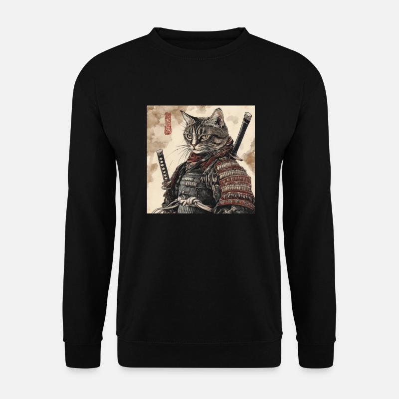 Cat Samurai Japan Ukiyo-E - Unisex Sweatshirt - black