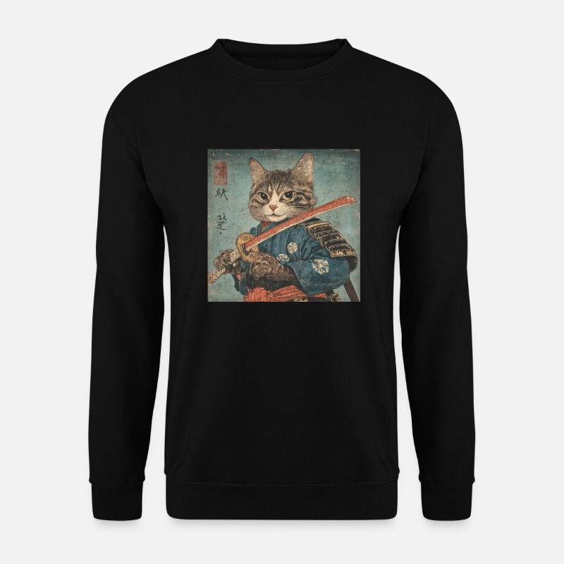 Cat Samurai Japan Ukiyo-E - Unisex Sweatshirt - black