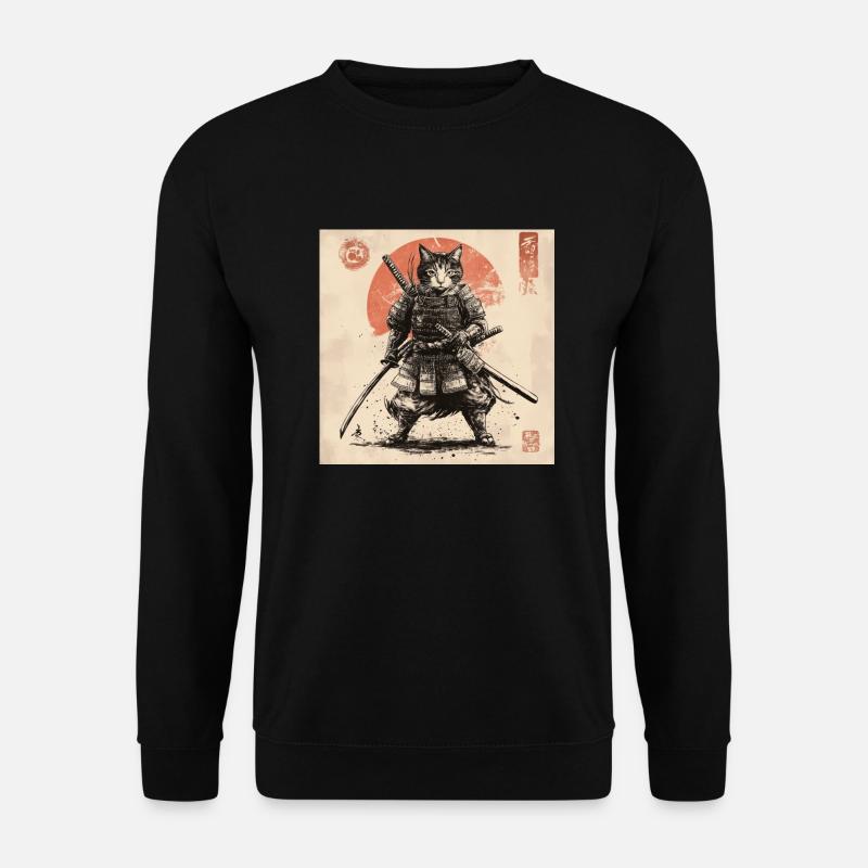 Cat Samurai Japan Ukiyo-E - Unisex Sweatshirt - black
