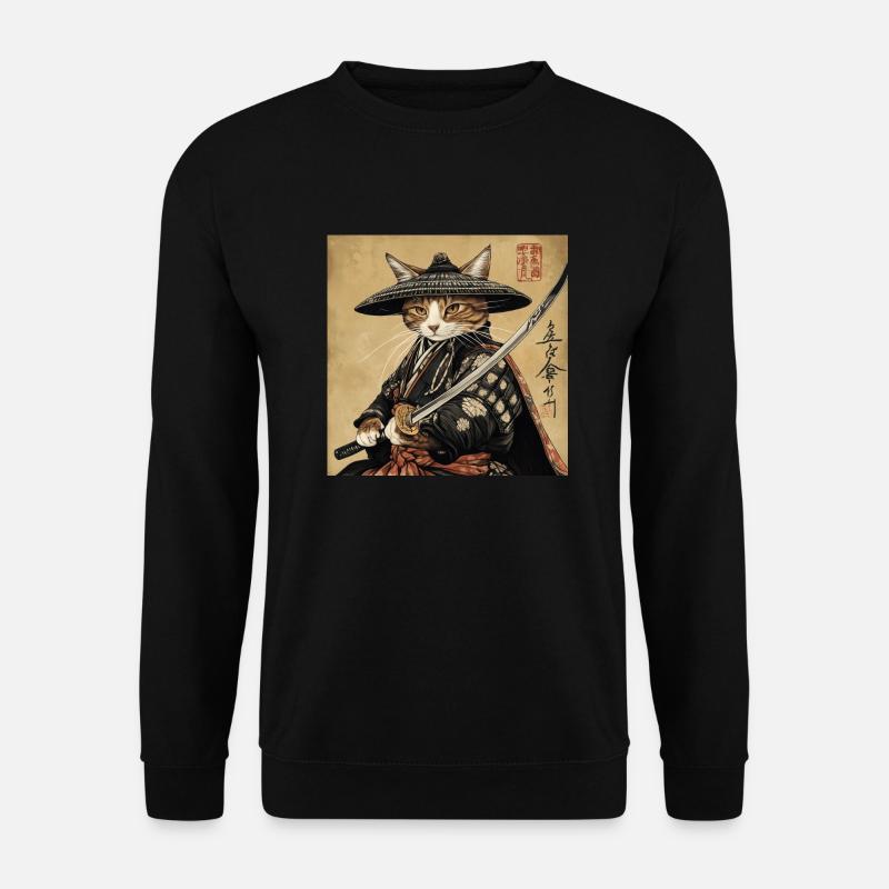 Cat Samurai Japan Ukiyo-E - Unisex Sweatshirt - black