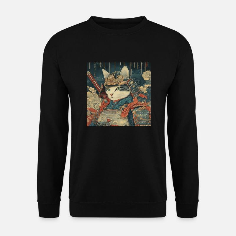 Chat Samouraï Japon Ukiyo-E - Sweat-shirt Unisexe - noir