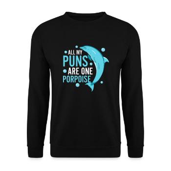 All My Puns Are One Porpoise Dolphin Marine Biolog - Unisex Sweatshirt - black - Front - Alina (178cm) & Michal (187cm)