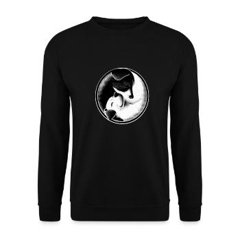 Ying und Yang Hunde - Unisex Pullover - Schwarz - Vorne - Alina (178cm) & Michal (187cm)