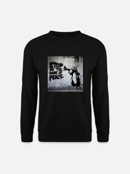 Echoes of Rebellion: Rat Stencil Tee. STOP war - Unisex Sweatshirt - black