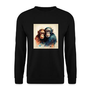 Verliebte Chimpansen - Unisex Pullover - Schwarz - Vorne - Alina (178cm) & Michal (187cm)