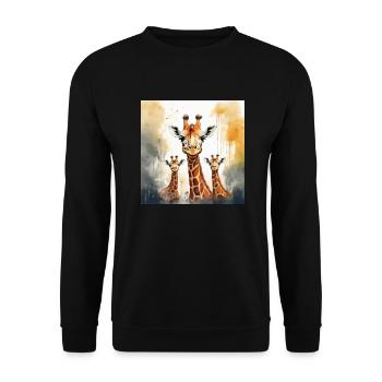 Giraffen Familie - Unisex Pullover - Schwarz - Vorne - Alina (178cm) & Michal (187cm)