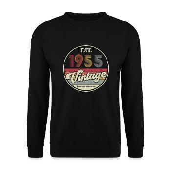 70e anniversaire 70 ans Né 1955 Homme Femme - Sweat-shirt Unisexe - noir - Devant - Alina (178cm) & Michal (187cm)