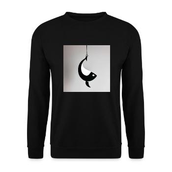 🎣 Eleganter Fisch-Design 🎨 - Unisex Pullover - Schwarz - Vorne - Alina (178cm) & Michal (187cm)