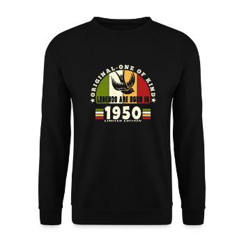 1950 Vintage Birthday Legend Gift - Unisex Sweatshirt - black - Front - Alina (178cm) & Michal (187cm)