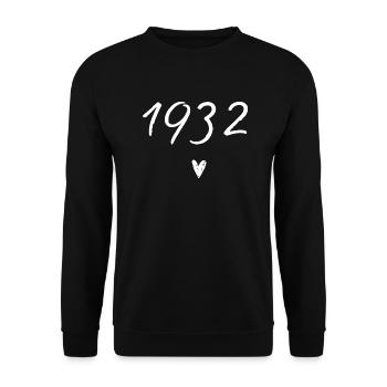 1932 Herzgeburtstag - Unisex Pullover - Schwarz - Vorne - Alina (178cm) & Michal (187cm)