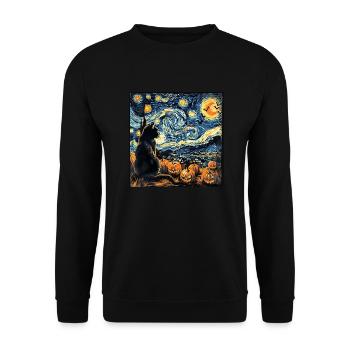 Black cat halloween pumpkin - Unisex Sweatshirt - black - Front - Alina (178cm) & Michal (187cm)