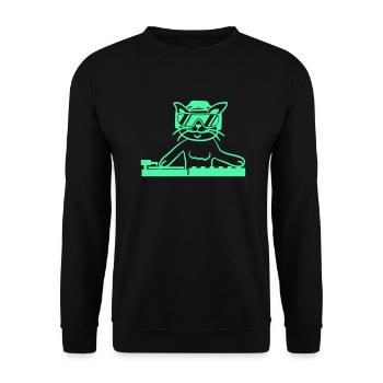 DJ Mischpult Katze Party Tier Kätzchen Haustier - Unisex Pullover - Schwarz - Vorne - Alina (178cm) & Michal (187cm)
