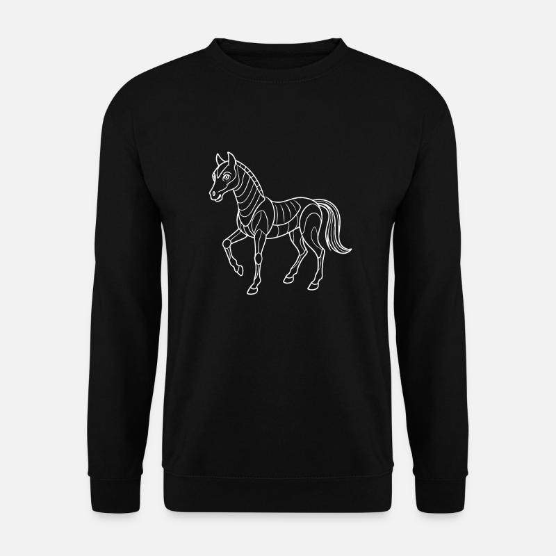 Futuristisches Pferd - Linienzeichnung - Unisex Pullover - Schwarz