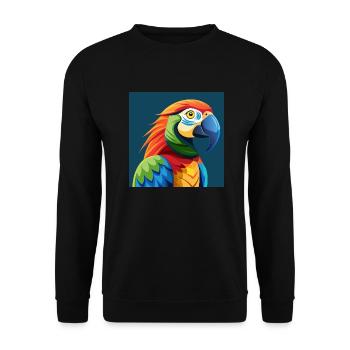 Tropischer Papagei - Unisex Pullover - Schwarz - Vorne - Alina (178cm) & Michal (187cm)