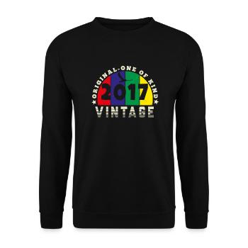 Jahrgang 2017 Retro - Bursdag - Unisex Pullover - Schwarz - Vorne - Alina (178cm) & Michal (187cm)
