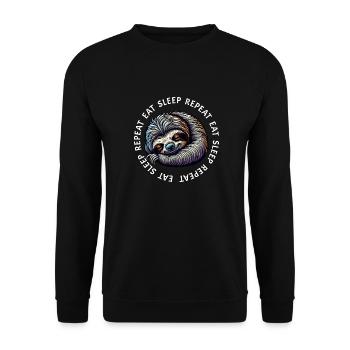 Sloth Eat Sleep Repeat - Unisex Sweatshirt - black - Front - Alina (178cm) & Michal (187cm)