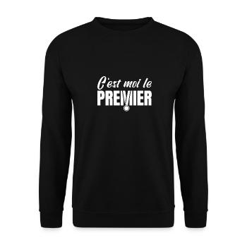 C'EST MOI LE PREMIER ! (sport, médaille, champion) - Sweat-shirt Unisexe - noir - Devant - Alina (178cm) & Michal (187cm)