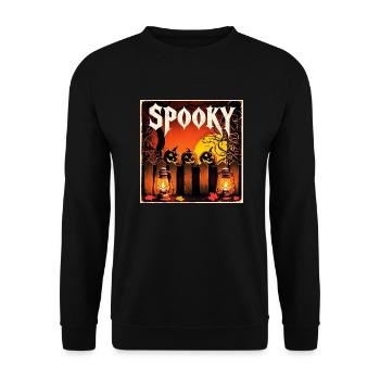spooky Halloween pumpkins and lanterns - Unisex Sweatshirt - black - Front - Alina (178cm) & Michal (187cm)