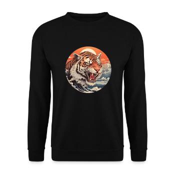 Angry tiger wave Ukiyo-e Hokusai - Unisex Sweatshirt - black - Front - Alina (178cm) & Michal (187cm)