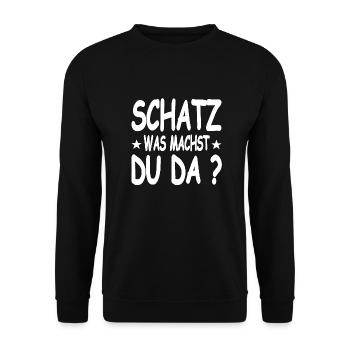 Schatz - Unisex Pullover - Schwarz - Vorne - Alina (178cm) & Michal (187cm)