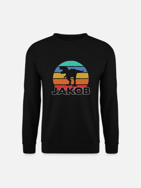 JAKOB - Beautiful boy name with dinosaur - Unisex Sweatshirt - black