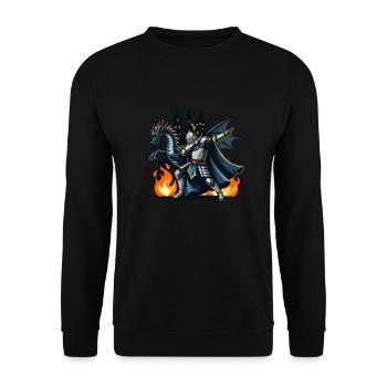 Dabbender Ritter, Mittelalter Kostüm - Unisex Pullover - Schwarz - Vorne - Alina (178cm) & Michal (187cm)