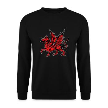 Welsh Red Dragon (y Ddraig Goch) - Unisex Sweatshirt - black - Front - Alina (178cm) & Michal (187cm)